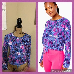 Lilly Pulitzer Long Sleeve Pullover Boca Blue birds eye view shirt